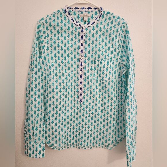 J. Crew Teal and Blue Floral Blouse - Picture 8 of 9